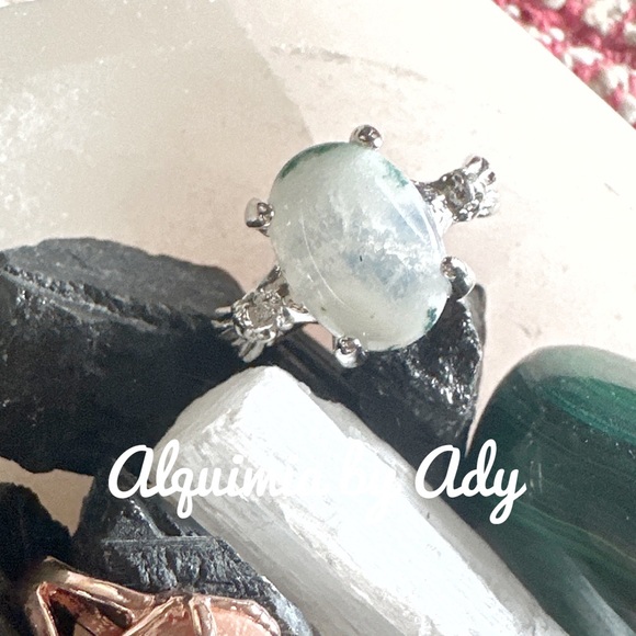 Alquimia Jewelry - Moss agate silver Victorian ring/abundance for Gemini